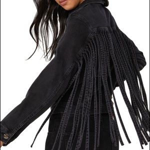 Mavi black fringe denim jacket